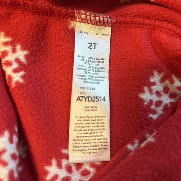 Carter’s Just One You Toddler Girls Red Reindeer Fleece Sleeper Pajamas Size 2T - Picture 6 of 8